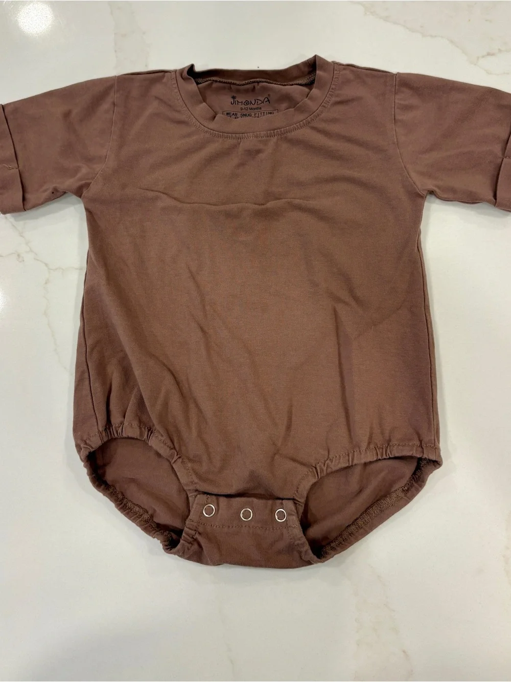 Oversized Brown Baby Bodysuit Romper with Snap Bottom